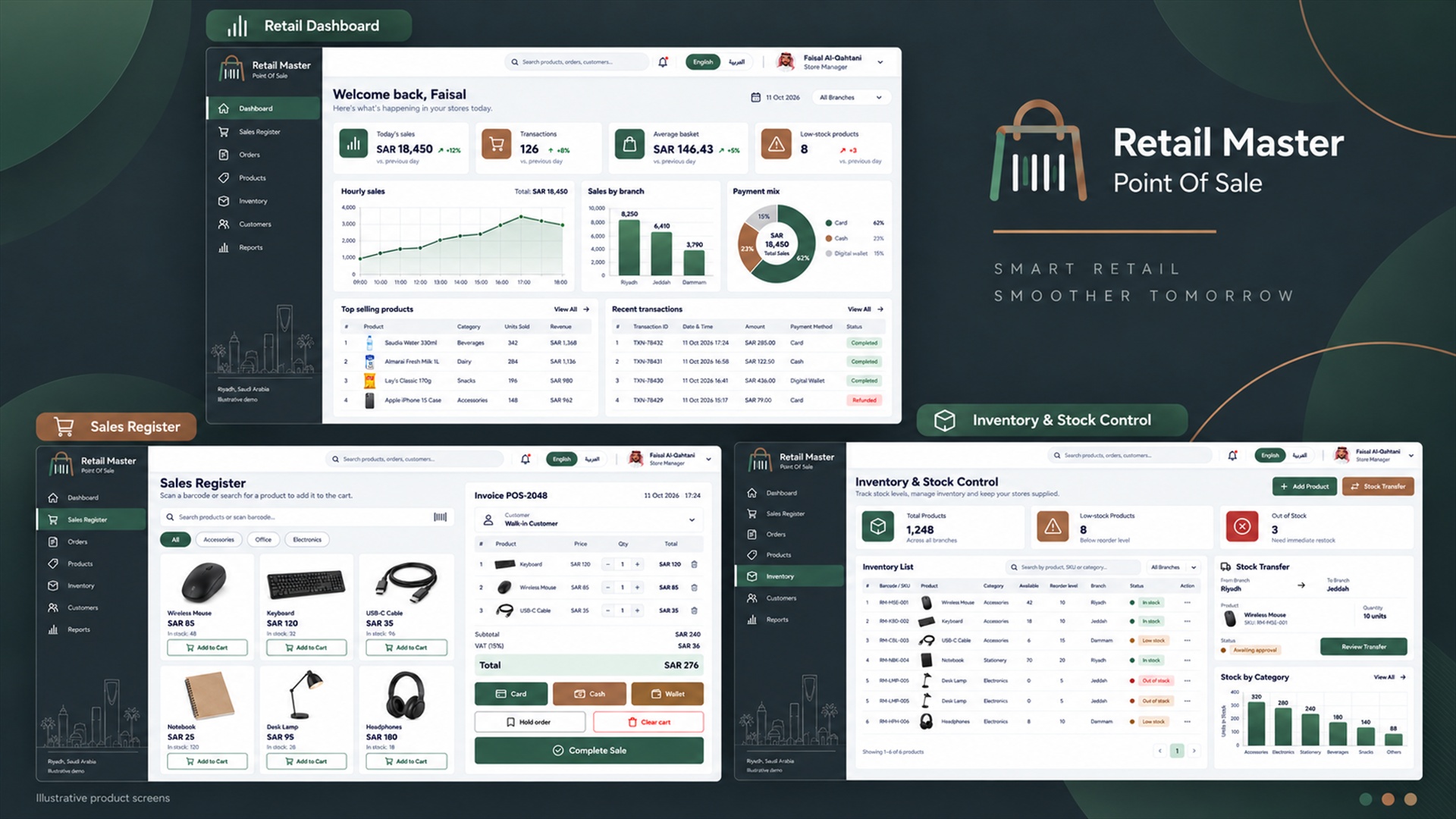 Retail Master — Point Of Sale interface collage